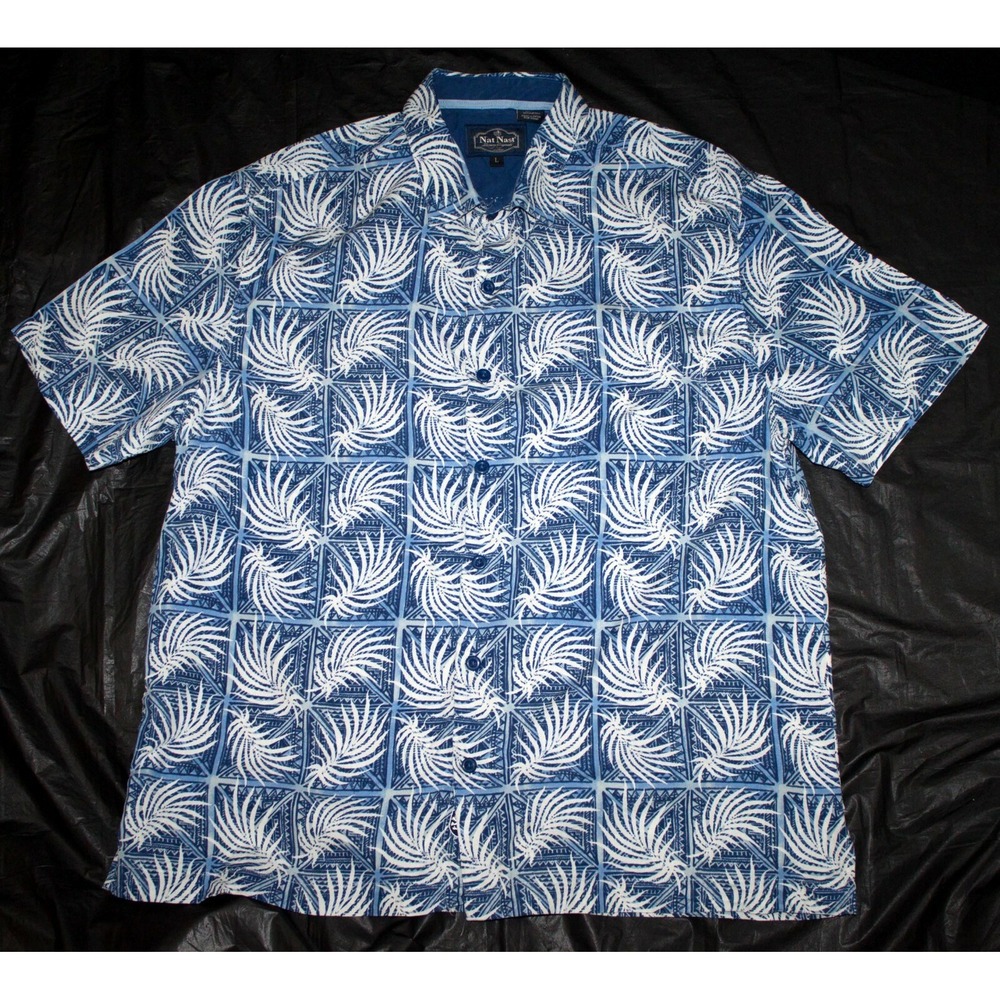 Nat Nast Luxury Originals Men's Silk Blend Short Sleeve Shirt Size Large
